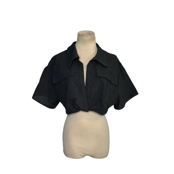 Shein black short sleeves crop blouse size Large - Picture 8 of 13